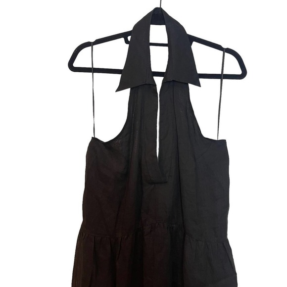 NICHOLAS Halo Gathered Cotton-Poplin Halterneck Maxi Dress Black 12 NWT - Picture 6 of 12